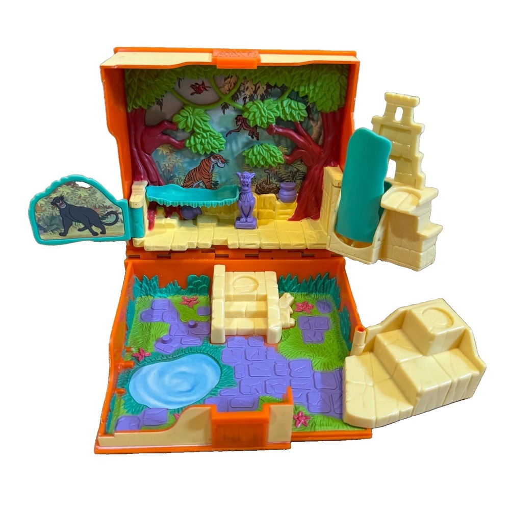 Vintage Disney The Jungle Book Compact Playset Baloo Mowgli Toy Polly Pocket